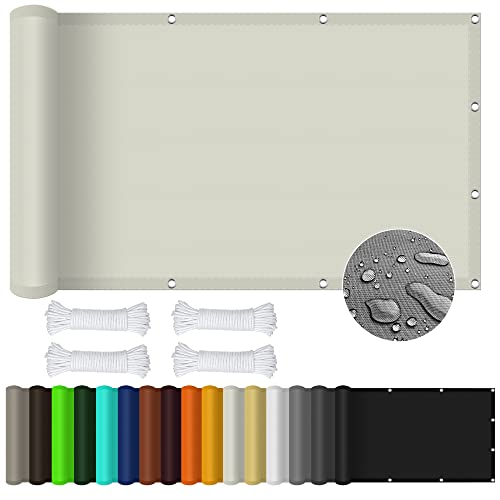 Sonnensegel Rechteckig 1 x 3.2 m Rechteckig Wasserdicht UV Schutz Balkon Sichtschutz Mit Ösen Und Kordel für Außenbereich Terrasse und Garten, Elfenbein Sonnensegel Rechteckig 1 x 3.2 m Rechteckig Wasserdicht UV Schutz Balkon Sichtschutz Mit Ösen Und Kordel für Außenbereich Terrasse und Garten, Elfenbein von GOUBO