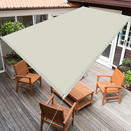 Sonnensegel Rechteckig 1.2 x 3 m Rechteckig Wasserdicht UV Schutz Sonnensegel Leinwand inkl Befestigungsseile für Balkon Terrasse Garten, Elfenbein von GOUBO