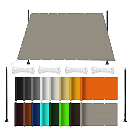 Sonnensegel Rechteckig 1.4 x 2 m Rechteckig Wasserdicht UV Schutz Sonnensegel Garten Sonnenschutz Balkon PES Polyester Sonnenschutz für Balkon Terrasse Garten, Khaki von GOUBO