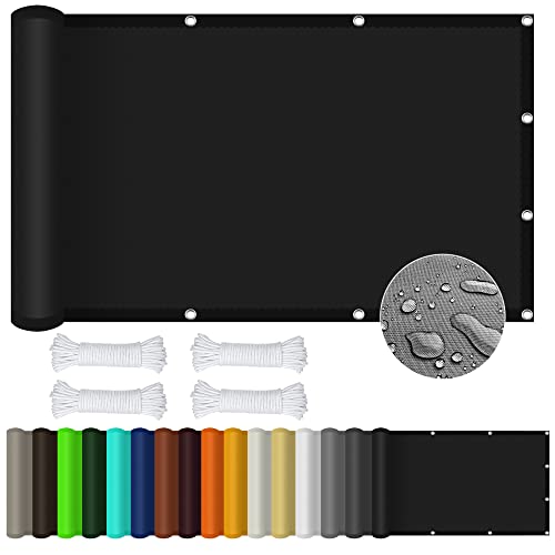 Sonnensegel Rechteckig 1.5 x 4 m Rechteckig Wasserdicht UV Schutz Wasserdicht Sonnenschutz Balkon Terrasse PES Polyester Sonnenschutz für Garten Terrasse Camping, Schwarz von GOUBO