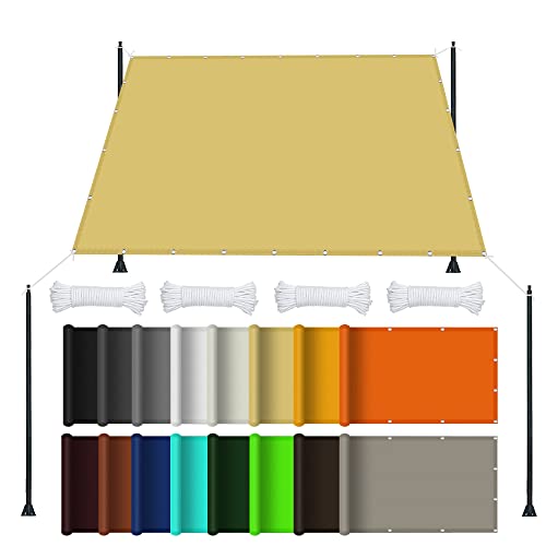 Sonnensegel Rechteckig 1.8 x 2.8 m Rechteckig Wasserdicht UV Schutz Outdoor Markise Baldachin Wasserabweisend Uv Schutz für Balkon Terrasse Garten, Creme Farben von GOUBO