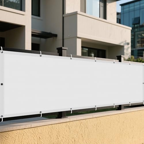 Sonnensegel Rechteckig 300 x 500 cm Rechteckig Wasserdicht Sonnenschutz Windschutz Balkonbespannung Reißfest Ohne Bohren mit Ösen Segeltuch für Garten Balkon, Weiß Sonnensegel Rechteckig 300 x 500 cm Rechteckig Wasserdicht Sonnenschutz Windschutz Balkonbespannung Reißfest Ohne Bohren mit Ösen Segeltuch für Garten Balkon, Weiß von GOUBO