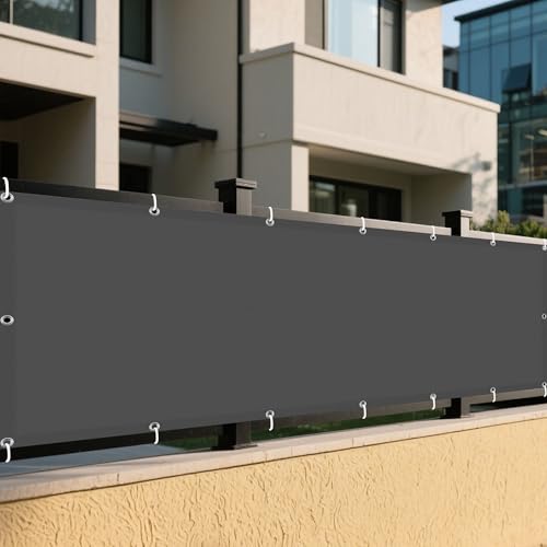 Sonnensegel Rechteckig 325 x 420 cm Rechteckig Wasserdicht Sonnenschutz Windschutz Balkonbespannung Reißfest Ohne Bohren mit Ösen Segeltuch für Garten Balkon, Dunkelgrau von GOUBO