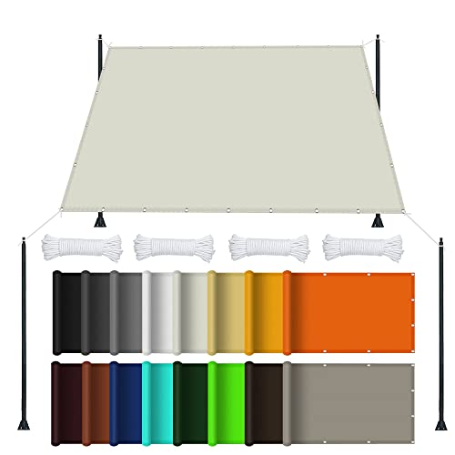 Sonnensegel Rechteckig 4.5 x 5 m Rechteckig Wasserdicht UV Schutz Outdoor Markise Baldachin Sonnenschutz Windschutz für Balkon Garten Terrasse, Elfenbein von GOUBO