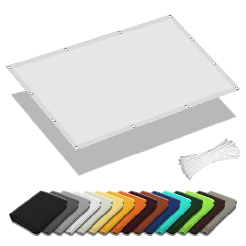 Sonnensegel Rechteckig mit Ösen 0.8 x 2.8 m Rechteckig Wasserdicht Sonnenschutz Windschutz Segeltuch mit Spannseilen mit Ösen für Terrasse Camping, Weiß von GOUBO