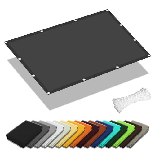 Sonnensegel Rechteckig mit Ösen 0.9 x 2.2 m Rechteckig Wasserdicht Sonnenschutz Windschutz Segeltuch mit Spannseilen mit Ösen für Terrasse Camping, Dunkelgrau von GOUBO