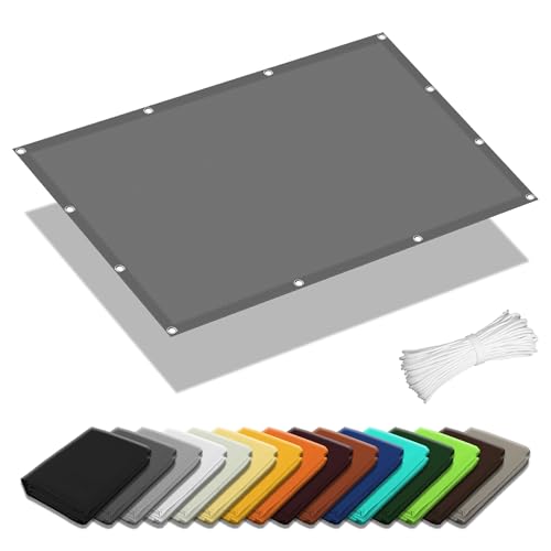 Sonnensegel Rechteckig mit Ösen 1 x 2.4 m Rechteckig Wasserdicht Sonnenschutz Windschutz Segeltuch mit Spannseilen mit Ösen für Terrasse Camping, Hellgrau von GOUBO