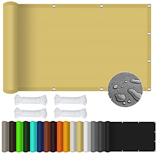 Sonnensegel Sonnenschutz 1 x 3.2 m Rechteckig Wasserdicht UV Schutz Sonnensegel Garten Sonnenschutz Balkon Sonnenschutz Windschutz für Außenbereich Terrasse und Garten, Creme Farben von GOUBO