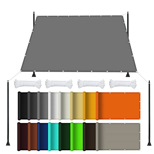 Sonnensegel Sonnenschutz 2.5 x 4 m Rechteckig Wasserdicht UV Schutz Garten Outdoor Sonnensegel PES Polyester Sonnenschutz für Terrasse, Balkon, Pool und Garten, Hellgrau von GOUBO