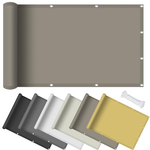 Sonnensegel Sonnenschutz 4.1 x 4.9 m Rechteckig Wasserdicht UV Schutz Zaunblende Sichtschutz Wasserdicht 98% Uv Schutz für Balkon Terrasse Garten, Taupe von GOUBO