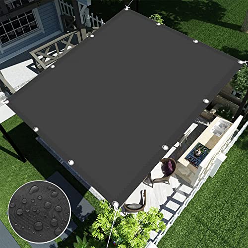 Sonnensegel Sonnenschutz 5 x 6 m Rechteckig Wasserdicht UV Schutz Segeltuch Pergola Mit Ösen Und Kordel für Balkon Terrasse Garten, Dunkelgrau von GOUBO