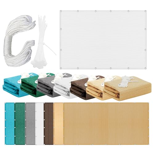 Sonnensegel Wasserabweisend 559 x 611 cm Rechteckig Atmungsaktiv 98% UV Schutz Segel Baldachin Segeltuch Vielen Größen mit Spannseilen für Außenbereich Garten, Weiß Sonnensegel Wasserabweisend 559 x 611 cm Rechteckig Atmungsaktiv 98% UV Schutz Segel Baldachin Segeltuch Vielen Größen mit Spannseilen für Außenbereich Garten, Weiß von GOUBO