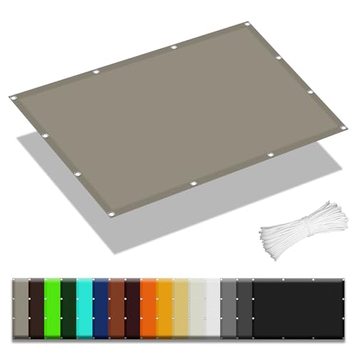 Sonnensegel Wasserdicht Rechteckig 1.3 x 1.8 m Rechteckig Wasserdicht 98% UV Schutz Sun Segel Rechter Winkel mit Ösen Segeltuch 4 × 1.5 M Seile für Balkon Garten Terrasse, Khaki von GOUBO