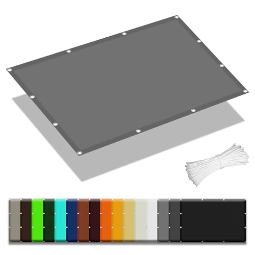 Sonnensegel Wasserdicht Rechteckig 1.3 x 2 m Rechteckig Wasserdicht 98% UV Schutz Sun Segel Rechter Winkel mit Ösen Segeltuch 4 × 1.5 M Seile für Balkon Garten Terrasse, Hellgrau von GOUBO