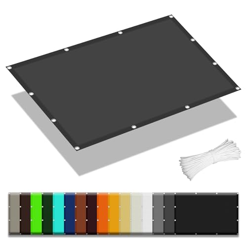 Sonnensegel Wasserdicht Rechteckig 1.6 x 9 m Rechteckig Wasserdicht 98% UV Schutz Sun Segel Rechter Winkel mit Ösen Segeltuch 4 × 1.5 M Seile für Balkon Garten Terrasse, Dunkelgrau von GOUBO