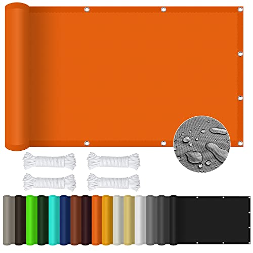 Sonnensegel Wasserdicht Sonnenschutz 1.2 x 2 m Rechteckig Wasserdicht UV Schutz Sonnenschutz Balkon Mit Ösen Und Kordel für Balkon Terrasse Garten, Orange von GOUBO