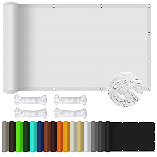Sonnensegel Wasserdicht Sonnenschutz 1.6 x 2 m Rechteckig Wasserdicht UV Schutz Segeltuch Pergola PES Polyester Sonnenschutz für Außenbereich Terrasse und Garten, Weiß von GOUBO