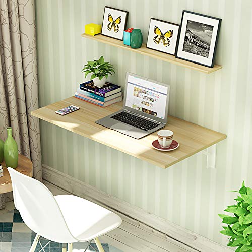GOUDANING Zusammenklappbarer, vollständig montierter Schreibtisch, hängender Drop-Leaf-Tisch, Faltbarer schwebender Schreibtisch, PC-Laptop-Tisch, platzsparend für Arbeitszimmer und Schlafzimmer von GOUDANING
