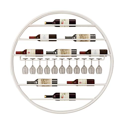 Organisieren Sie das runde Weinregal in der Küche, montiert | Metall-Eisen-Halterung für Weingläser/Becher/Stielhalter, umgedreht zum Aufhängen | Weinflaschen-Dekorationsregal für Küchenbar – von GOUDANING