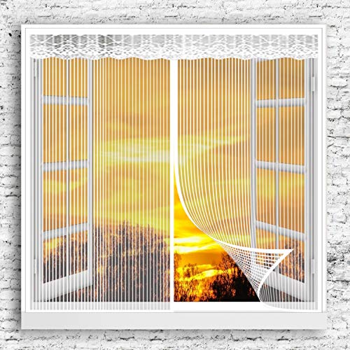 GOUER Fliegengitter Fenster 110x140cm Vollrahmen-Klettverschluss Moskitonetz Tür Ohne Bohren für Türen und Fenster, Weiß A von GOUER