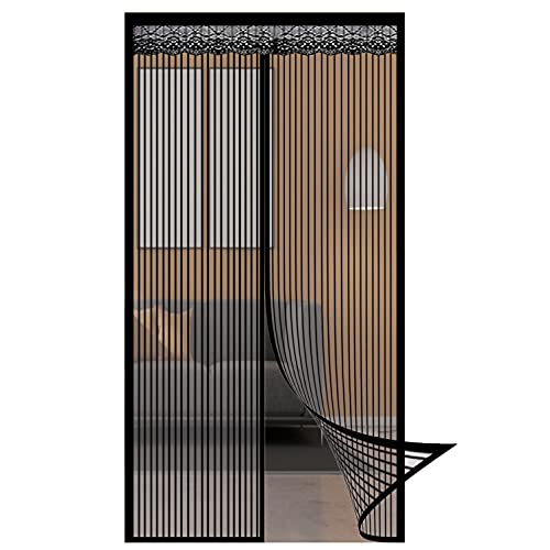 GOUER Magnetischer Fliegenvorhang 110x240cm mit Heavy Duty Mesh Insektenschutz Balkontür Ohne Bohren Super Leise, für Balkontür Terrassentür Wohnzimmer Fenster, Schwarz A von GOUER