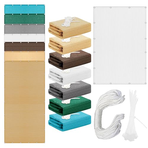 Sonnensegel Atmungsaktiv Nach Maß 320 x 630 cm Rechteckig Atmungsaktiv 98% UV Schutz Sun Segel Sonnenschutz Plane Ohne Bohren mit Ösen Segeltuch für Terrasse Balkon, Weiß von GOUER
