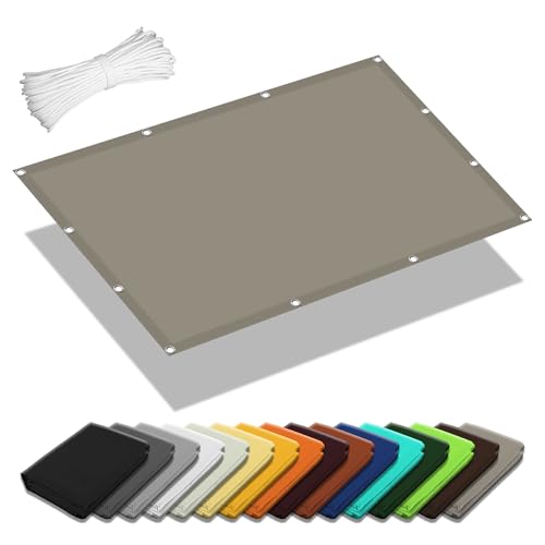 Wasserdicht Sonnensegel 0.9 x 1.8 m Rechteckig Wasserdicht 98% UV Schutz Sonnenschutznetz für Die Terrasse inkl Befestigungsseile für Balkon Camping Terrasse Pergola, Khaki von GOUER