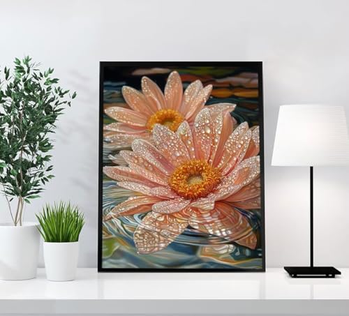 5D Diamond Painting Blume Diamond Painting Erwachsene Landschaft Muster DIY Mosaikherstellung Runden Diamant Basteln Bastelset Erwachsene für Schlafzimmer Deko Wohnzimmer, Geschenke 30x40cm X8S-S1 von GOUFEENG