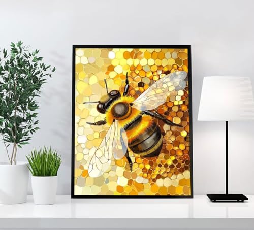 Biene Diamond Painting Erwachsene, 5D Diamant Painting Bilder Landschaft DIY Runden Steine Mosaikherstellung Basteln Erwachsene Anfänger Kreativ für Zimmer Deko Wohnzimmer, Geschenke 100x135cm UE0-2 von GOUFEENG