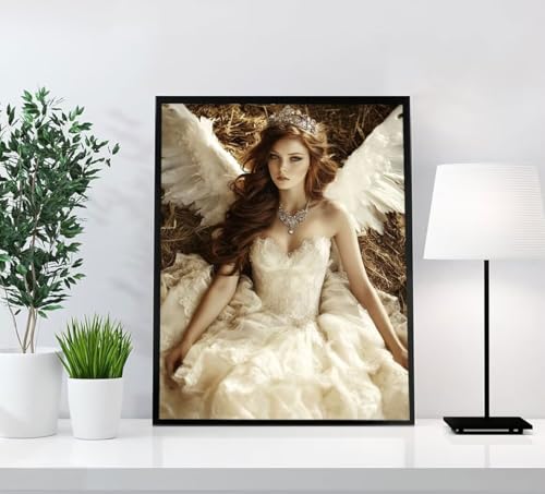 Feder Diamond Painting Erwachsene, 5D Diamant Painting Bilder Frau DIY Runden Steine Mosaikherstellung Basteln Erwachsene Anfänger Kreativ Set für Zimmer Deko Wohnzimmer, Geschenke 60x80cm SE6-9 von GOUFEENG