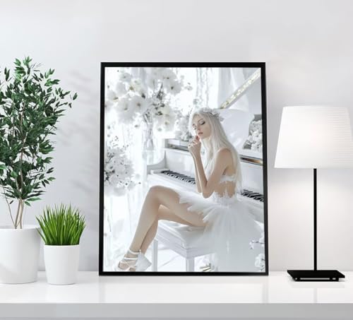 Frau Diamond Painting Erwachsene, 5D Diamant Painting Bilder Musik DIY Runden Steine Mosaikherstellung Basteln Erwachsene Anfänger Kreativ Set für Zimmer Deko Wohnzimmer, Geschenke 40x55cm ICO-U von GOUFEENG