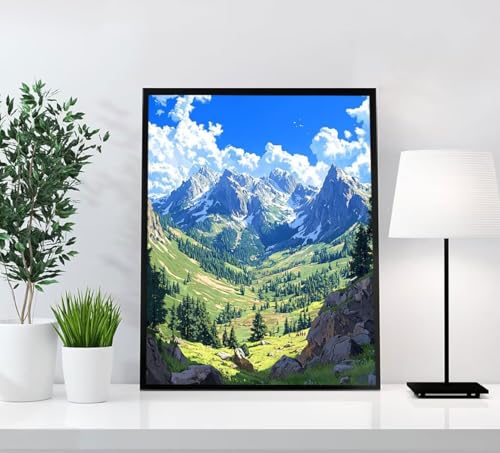 Landschaft Diamond Painting Erwachsene, 5D Diamant Painting Bilder Himmel DIY Runden Steine Mosaikherstellung Basteln Erwachsene Anfänger Kreativ für Zimmer Deko Wohnzimmer, Geschenke 30x40cm H68-9 von GOUFEENG