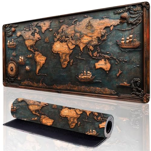 Mauspad Karte Gaming Mousepad XXL 800x300mm, Wasserdicht Schreibtischunterlage Grau, Verbessert Präzision und Geschwindigkeit, Genähten Kanten Desk Mat für PC Zubehör Gaming Schreibtisch Deko N5-9 Mauspad Karte Gaming Mousepad XXL 800x300mm, Wasserdicht Schreibtischunterlage Grau, Verbessert Präzision und Geschwindigkeit, Genähten Kanten Desk Mat für PC Zubehör Gaming Schreibtisch Deko N5-9 von GOUFEENG