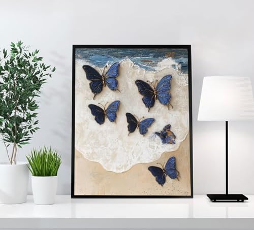 Ozean Diamond Painting Erwachsene, 5D Diamant Painting Bilder Schmetterling DIY Runden Steine Mosaikherstellung Basteln Erwachsene Anfänger Kreativ Set, Zimmer Deko Wohnzimmer, Geschenke 20x30cm R69-Q von GOUFEENG