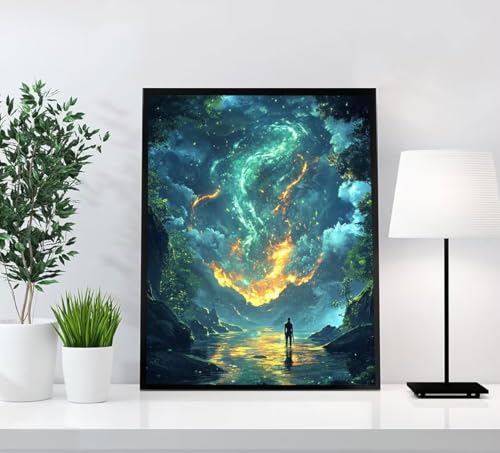 Stesternenhimmel Diamond Painting Erwachsene, 5D Diamant Painting Bilder Landschaft DIY Runden Steine Mosaikherstellung Basteln Erwachsene Anfänger Kreativ Set für Zimmer Deko, Geschenke 60x80cm 82E-U von GOUFEENG