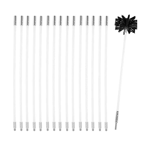 Schornsteinfeger, Mit 12 Flexiblen Stangen 410mm, Schornsteinfegerbürste, Kaminbürste Mit 1 Bürstenkopf, Schornsteinfeger-Set For Schornstein, Rohr Schornsteinreinigungsset(18 Rods,610mm) von GOUJIAN