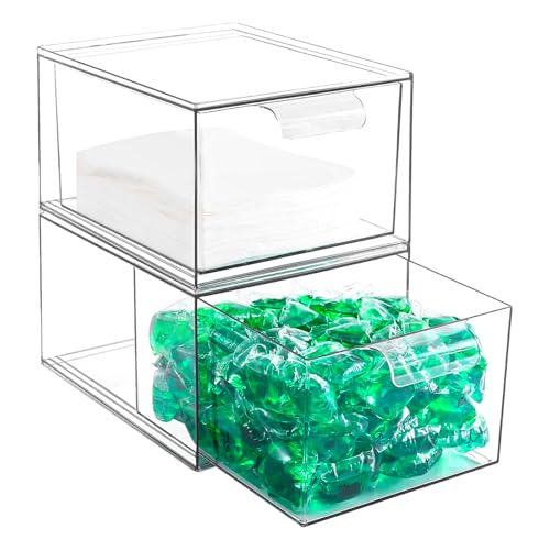2 Stück Waschmittel Pods Aufbewahrung, Lagerung Waschmittelbox, Acryl Waschpulver Aufbewahrungsbox, Wäschepods Behälter für Trocknerball Trocknertücher Kleiderklammern Badebomben Duftverstärker von GOURDBRO
