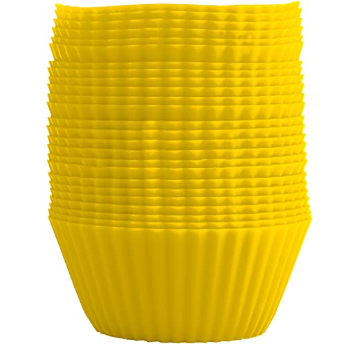 GOURMEO® 25 Muffinförmchen in gelb, wiederverwendbar, hochwertiges Silikon, umweltschonend, BPA-frei - Cupcakeförmchen, Backförmchen, Cupcake Muffinform von GOURMEO