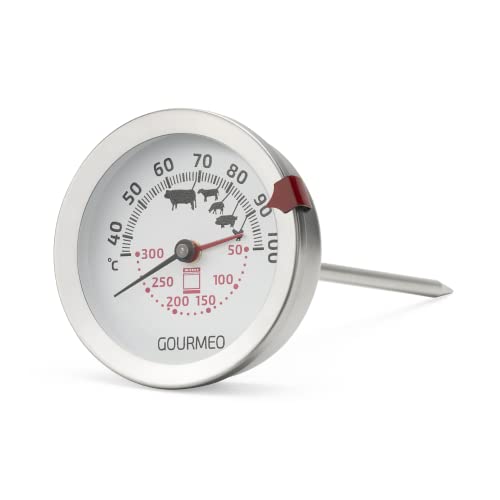 GOURMEO 2-in-1 Fleischthermometer - Bratenthermometer für Heißluft- oder Elektroöfen - für Fleisch- und Ofentemperatur - Grillthermometer analog mit 100-Grad-Celsius-Anzeige von GOURMEO