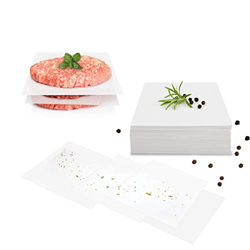 GOURMEO 500 Blatt Antihaft-Papier für Steakpresse, 14 x 14 cm, ideal zum Kochen von Hackfleischsteak und Burgerherstellung von GOURMEO