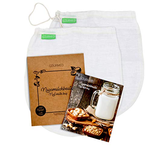 GOURMEO Nussmilchbeutel/Nussbeutel aus Bio-Materialien (2er Set U-förmig, Hanf) von GOURMEO