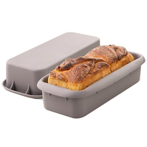 GOURMEO Silikon Backform rechteckig groß - Kastenform zum Backen für Kuchen und Brote u.a. Toastbrot - Kastenbackform mit Antihaftbeschichtung - 30cm lang - Brotbackform in Grau von GOURMEO