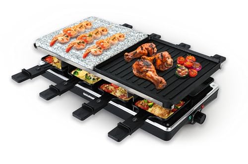 GOURMETmaxx 2-in-1 Raclette Set 8 Personen | Raclette mit Steinplatte und Aluminiumplatte inkl. 8 Pfännchen & Schabern | Raclette-Kombination mit Temperaturregelung | Elektrischer Grill GOURMETmaxx 2-in-1 Raclette Set 8 Personen | Raclette mit Steinplatte und Aluminiumplatte inkl. 8 Pfännchen & Schabern | Raclette-Kombination mit Temperaturregelung | Elektrischer Grill von GOURMETmaxx