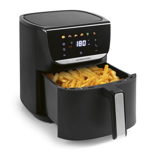 GOURMETmaxx AirGenius Heißluftfritteuse - 5,5 L Airfryer | Fritteuse mit 7 Programmen | Minibackofen - Fettarmes & Leckeres für 3–5 Personen | Heißluftfritteuse mit Farbdisplay, LED-Touchscreen von GOURMETmaxx