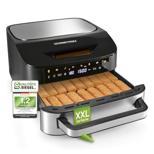 GOURMETmaxx AirGenius Heißluftfritteuse - 7 L Airfryer | Fritteuse mit XXL-Garfläche & 10 Programmen | Minibackofen - fettarm frittieren für max. 8 Personen | Heißluftfritteuse mit Farbdisplay GOURMETmaxx AirGenius Heißluftfritteuse - 7 L Airfryer | Fritteuse mit XXL-Garfläche & 10 Programmen | Minibackofen - fettarm frittieren für max. 8 Personen | Heißluftfritteuse mit Farbdisplay von GOURMETmaxx