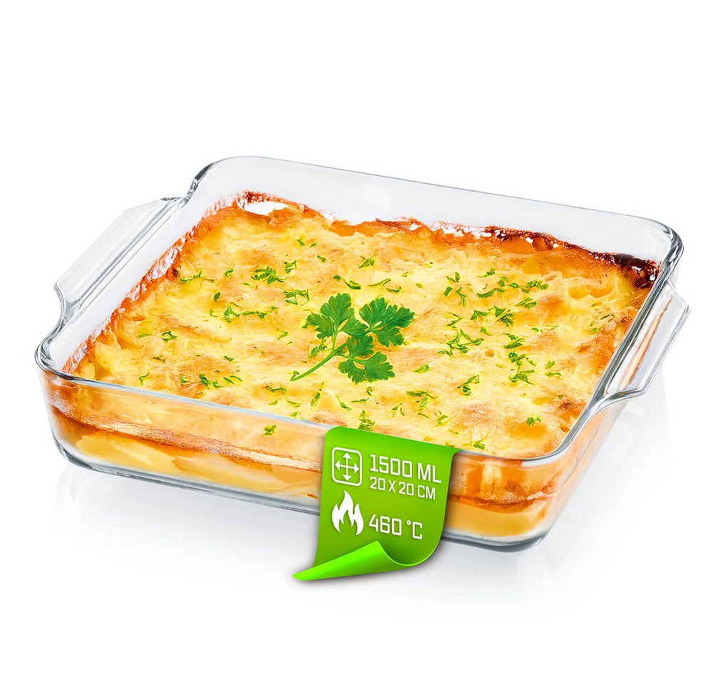 GOURMETmaxx Auflaufform Auflaufform transparent quadratisch 1500ml, aus Glas für Heißluftfritteuse & Ofen Zubereiten Garen Servieren GOURMETmaxx Auflaufform Auflaufform transparent quadratisch 1500ml, aus Glas für Heißluftfritteuse & Ofen Zubereiten Garen Servieren von GOURMETmaxx