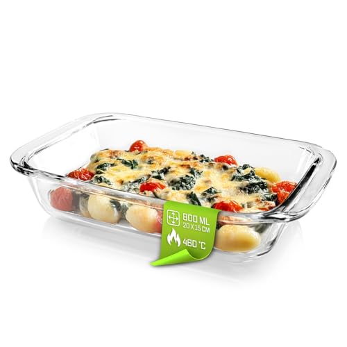 GOURMETmaxx Auflaufform für Heißluftfritteuse & Ofen - 800 ml | Borosilikatglas Backform rechteckig | Auflaufform klein zum Zubereiten, Garen & Servieren | Für den Airfryer & Überbackenes von GOURMETmaxx