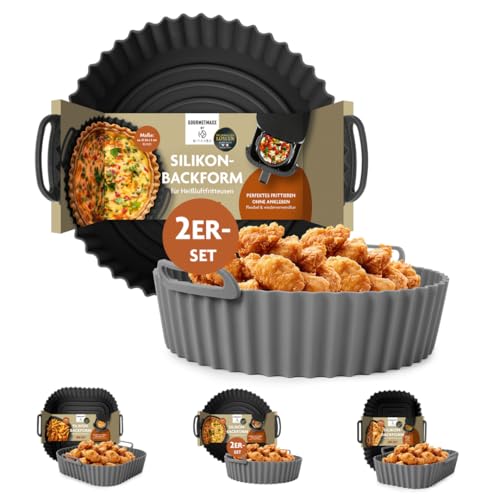 GOURMETmaxx BY KITCHBO Silikon-Backform 2er Set rund ⌀20cm, 5cm Höhe für fast alle Heissluft-Fritteusen ab 4 Liter | Perfektes Frittieren ohne Ankleben, wiederverwendbar, optimale Zirkulation GOURMETmaxx BY KITCHBO Silikon-Backform 2er Set rund ⌀20cm, 5cm Höhe für fast alle Heissluft-Fritteusen ab 4 Liter | Perfektes Frittieren ohne Ankleben, wiederverwendbar, optimale Zirkulation von GOURMETmaxx
