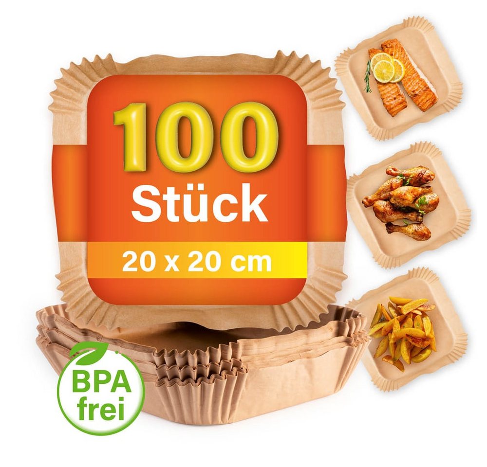 GOURMETmaxx Backpapier Schalen für Heißluft Fritteusen 100 Stk, Antihaft Beschichtung, Öl-, Wasser- und Hitzebeständig GOURMETmaxx Backpapier Schalen für Heißluft Fritteusen 100 Stk, Antihaft Beschichtung, Öl-, Wasser- und Hitzebeständig von GOURMETmaxx
