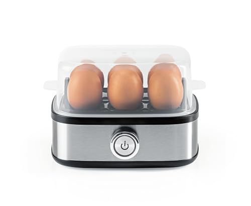 GOURMETmaxx Eierkocher für bis zu 6 Eier | Perfekte Frühstückseier für jeden Geschmack | Hart, mittel oder weich gekocht | Mit Signalton und Ei-Pick | Einfache Bedienung von GOURMETmaxx